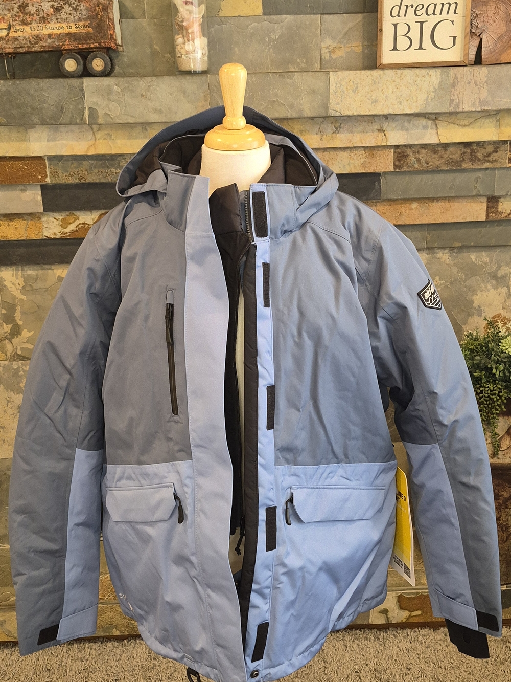 Women's Absolute 0 Two-Tone Light Blue Waterproof Hooded Winter Jacket 2XL
